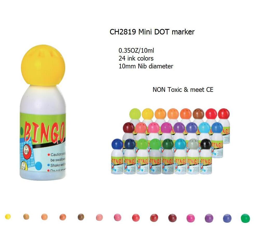 mini size Unique bingo daubers, 10 mm sponge nib 10 ml eco friendly colorful inks wholesale customize bingo dabbers marker