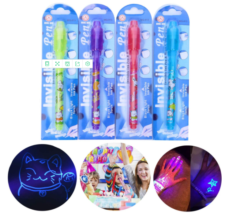 Non toxic Property secret disappearing Ink Invisible UV Pen, magic uv marker pen with black light for kids playing toys