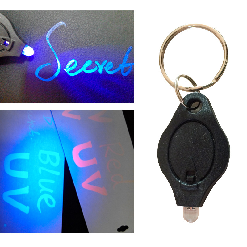 Hot Sale Uv Flashlight Keychain 365nm-395nm Led Black Light Torch Uv Key Chain Flashlight Custom Keychain Flashlight