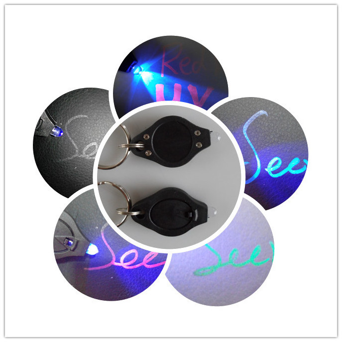 Hot Sale Uv Flashlight Keychain 365nm-395nm Led Black Light Torch Uv Key Chain Flashlight Custom Keychain Flashlight