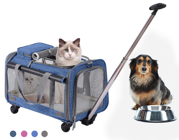 Popular Use Expandable Carry On Travel Pet Dog Carrier with Wheels pet carrier stroller