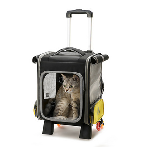 C&C Pet Rolling Carrier Backpack Dog Wheel Around Cat Luggage Bag Pet Travel Carrier pet supplies