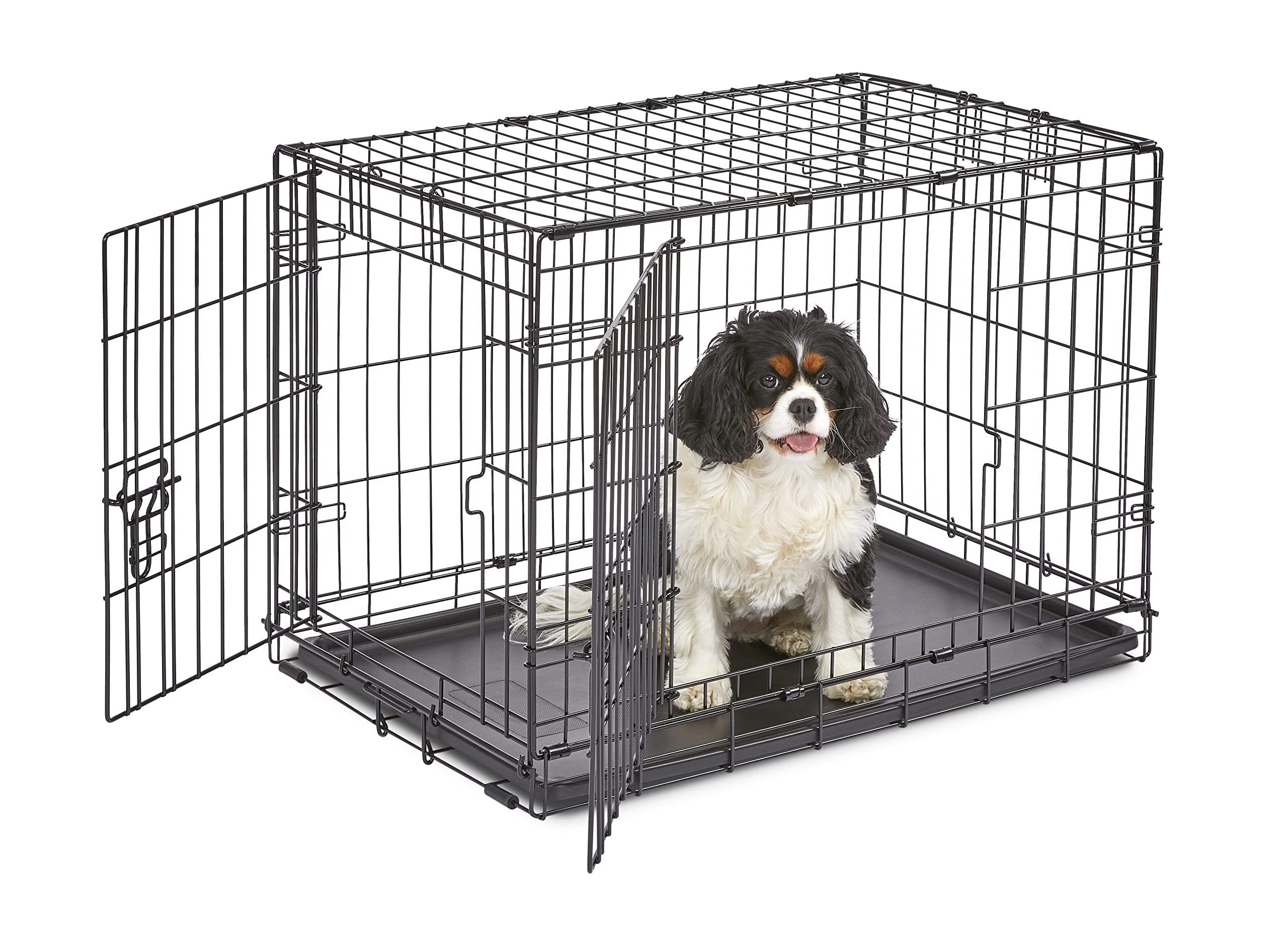 Hot Sale Dog Crate Kennel Double Bottom Trays Pet Cage On Wheels