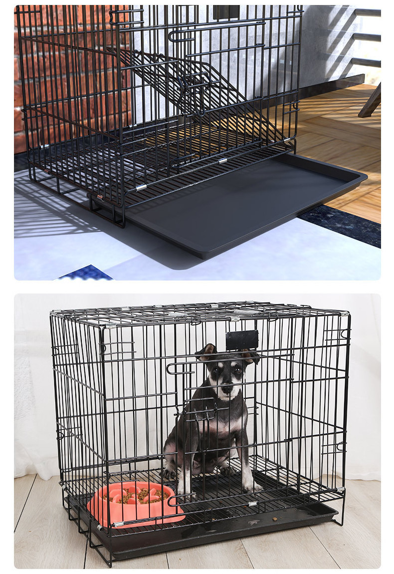 Hot Sale Dog Crate Kennel Double Bottom Trays Pet Cage On Wheels