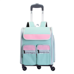 C&C Airline Approved Best Large On Wheels Stroller Trolley Pet Rolling Pet Bag Dog Cat Carrier With Wheels Custom Logo Fashion