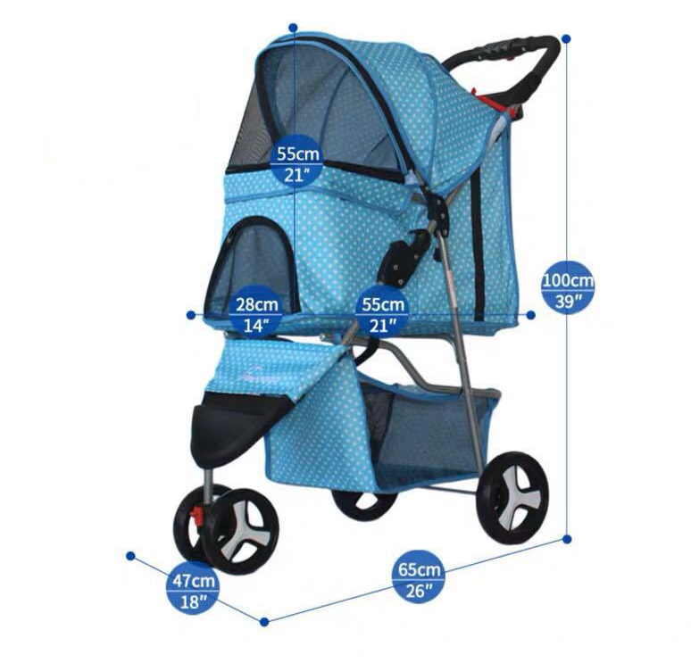 C&C Hot-selling Luxury 4 Wheels Pet Travel Cat Strollers Pet Trolleys Dog Stroller