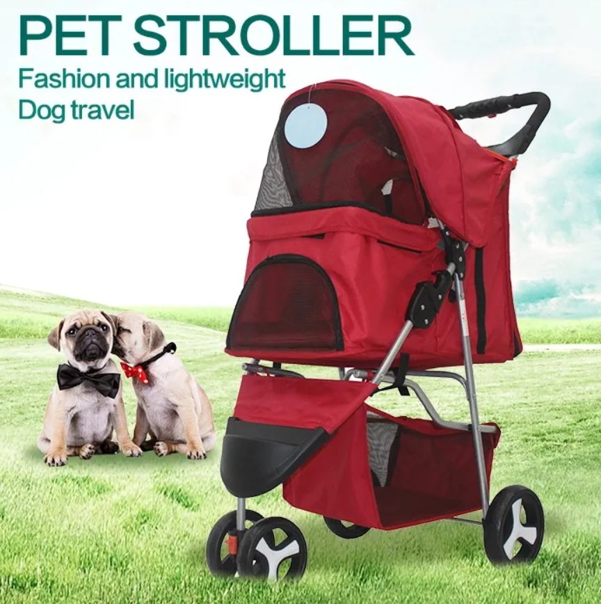 C&C Luxury Wholesale 4 Wheels Pet Dog Stroller Cart Travel Outdoor Small Dog Pram Carrier Stroller For Medium Dogs