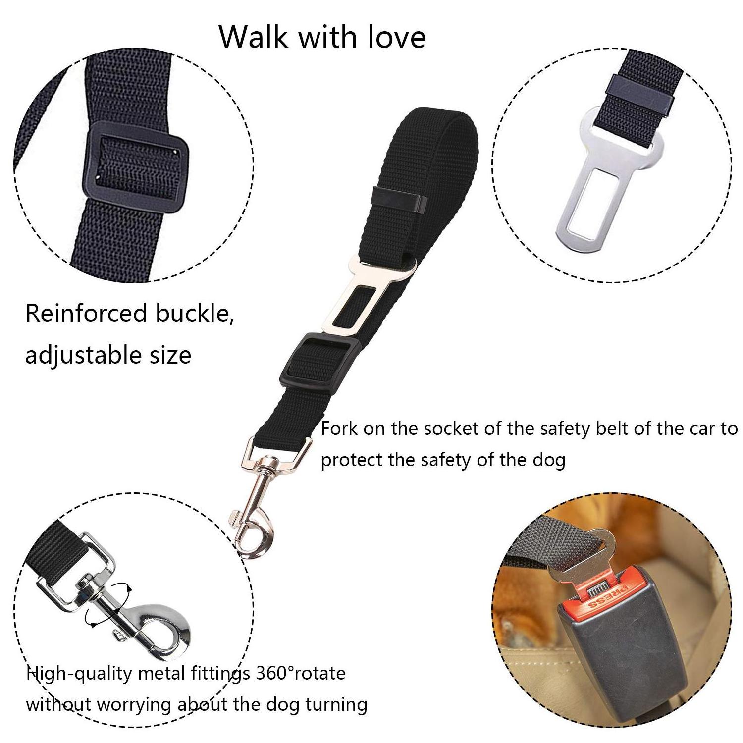 C&C Pet Dog Cat Car Seat Belt Dog Accessories Adjustable Harness Lead Leash Small Medium Travel Clip Puppy Collar Leash Pet dog