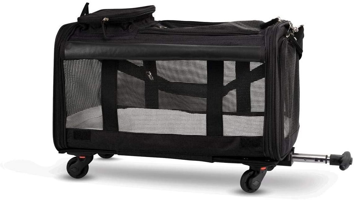 Pet carrier lightweight foldable large soft dog trolley carrier pet crates with removable wheels