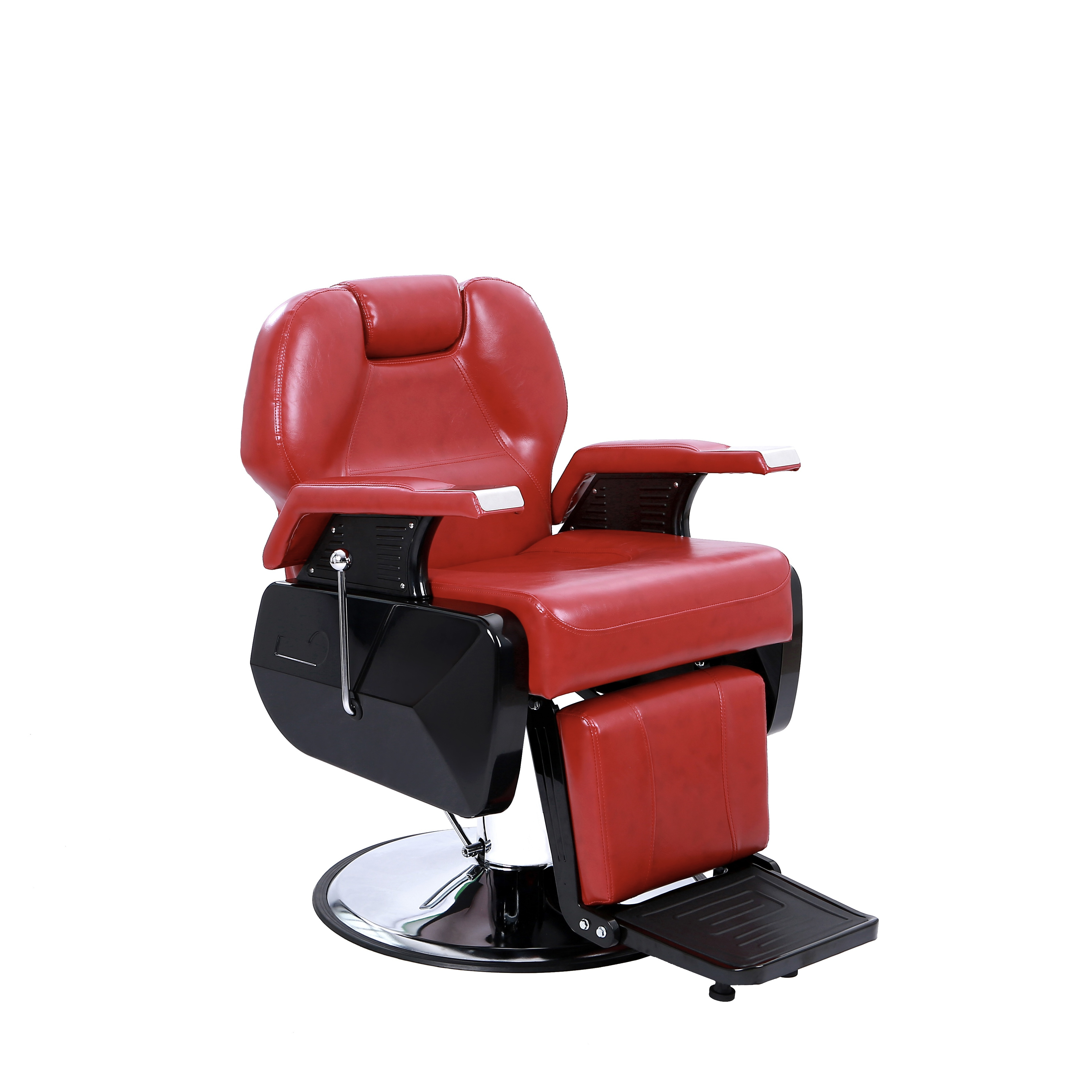 Red Hot Sell Beauty Barbershop Antique Salon Equipment Furniture Hair Salon Chairs Metal Barber Chair Leather