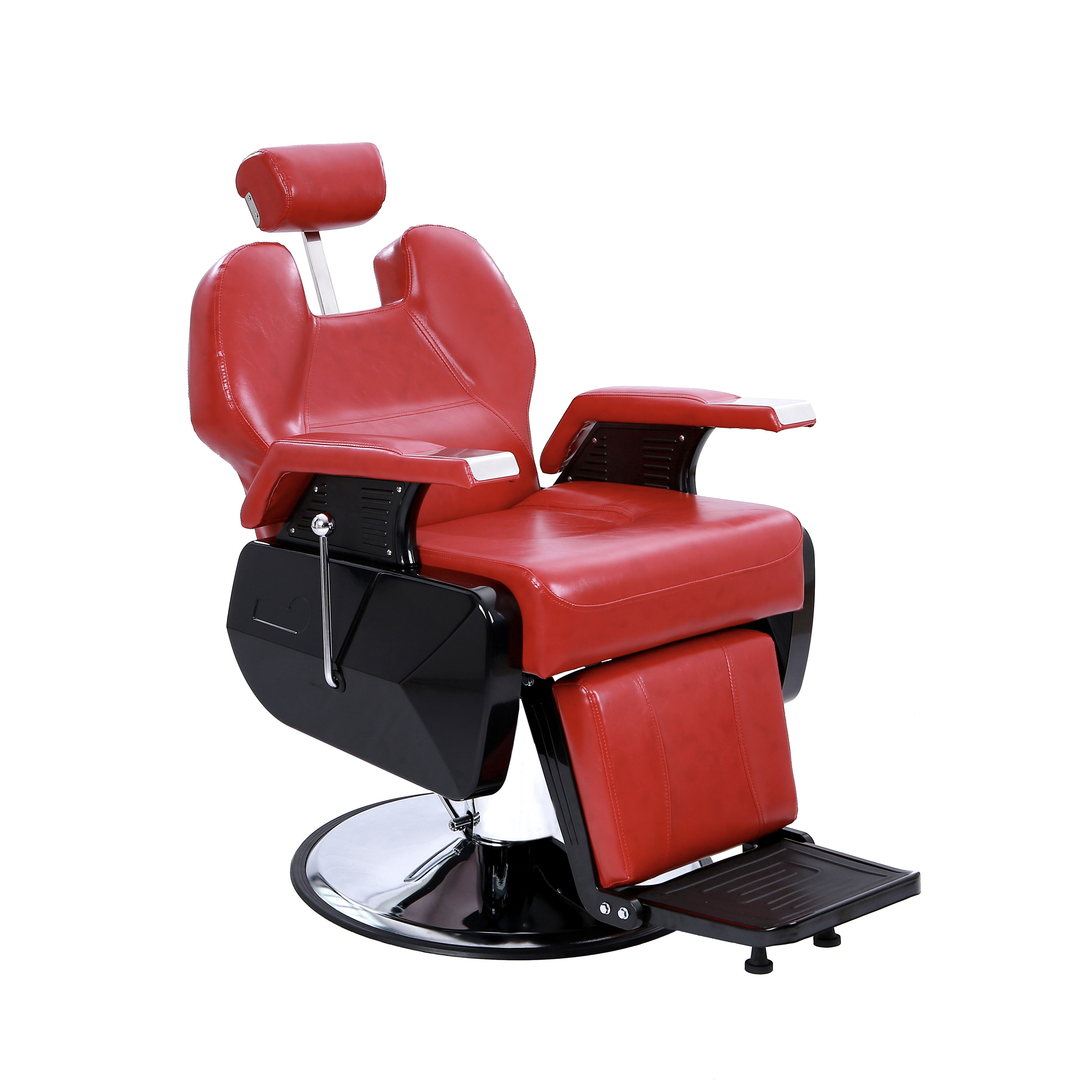 Red Hot Sell Beauty Barbershop Antique Salon Equipment Furniture Hair Salon Chairs Metal Barber Chair Leather