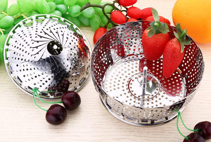 Stainless Steel Collapsible Steamer Insert for Steaming Veggie Food Seafood Cooking Vegetable Steamer Basket Rice Steamer