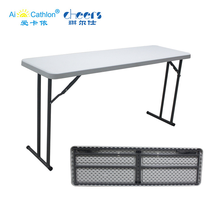 182cm Long Narrow Foldable Conference Table Lightweight Plastic 6FT Folding Seminar Training Table