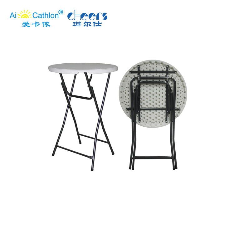 D.80x110cm Foldable Outdoor Folding Plastic Round Bar Cocktail High Top Bistro Table