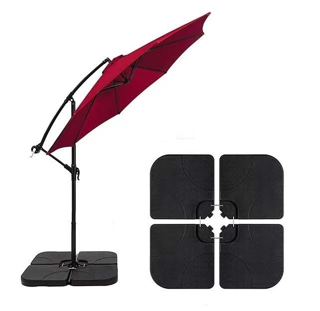 4pcs Factory Sales Outdoor Beach Plastic Water Filled Market Cantilever Parasol Plastic Patio Umbrella And Base