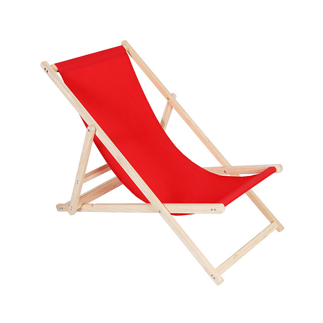 High Quality Customized Folding Beach Chair Fabric and Wooden Frame Wholesale