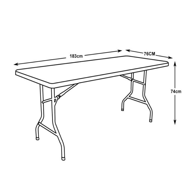 Mesa Plegables 72'' 180 cm Cheap Outdoor Blow Mold Plastic Rectangular Catering Banquet Folding Tables for Events