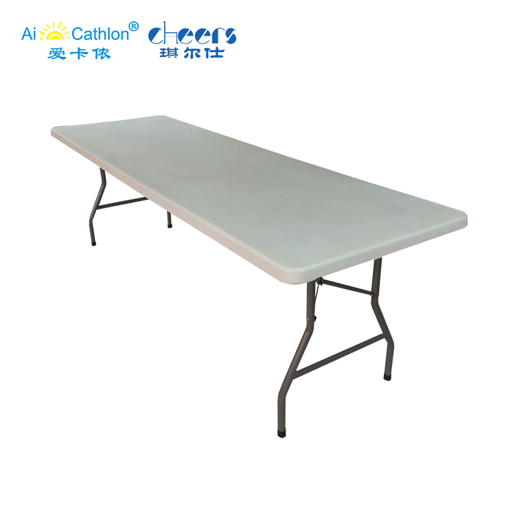 HDPE Cafeteria Foldable Table Plastic Collapsible Rectangular 8FT Folding Banquet Table