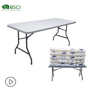 Mesa Plegables 72'' 180 cm Cheap Outdoor Blow Mold Plastic Rectangular Catering Banquet Folding Tables for Events