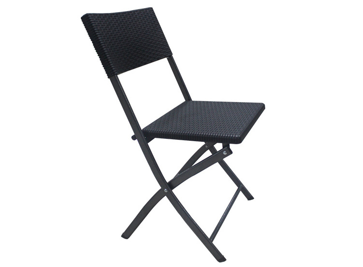 Modern Style Furniture Portable Outdoors Garden Plastic Outdoor HDPE Black Folding Chair with Rattan Design