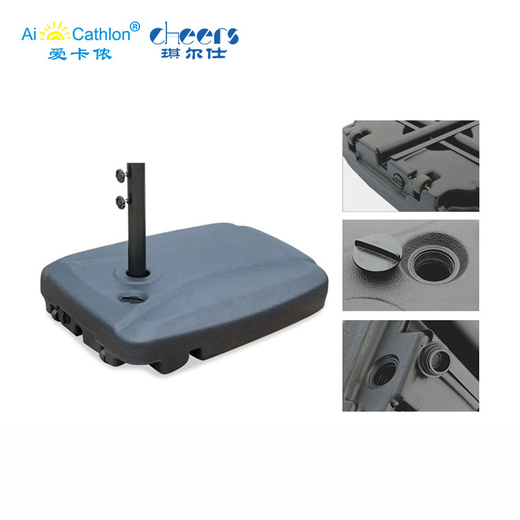 Outdoor Cantilever Umbrella Base with Wheels HDPE 60L Water Filled Base