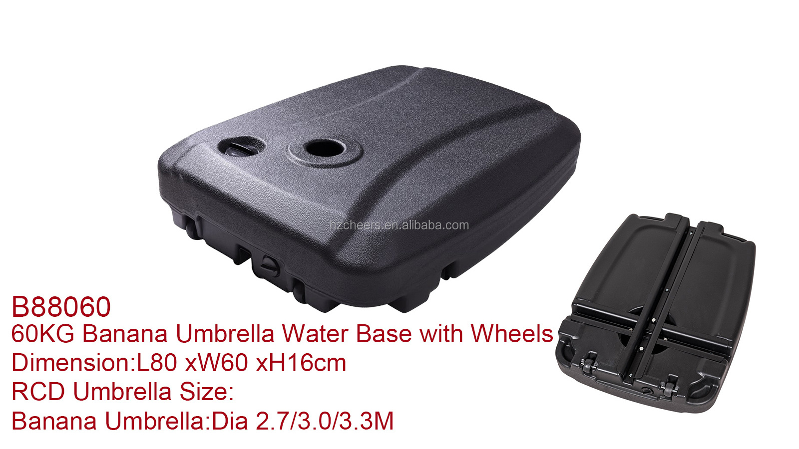 Outdoor 60L Sombrillas para Jardin Water Filled Umbrella Base Cantilever Parasol Base with Wheels