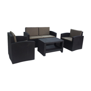 Garden Furniture Outdoor Low Price PP Injection Wicker Garden Outdoor Plastic Rattan Sofa Set