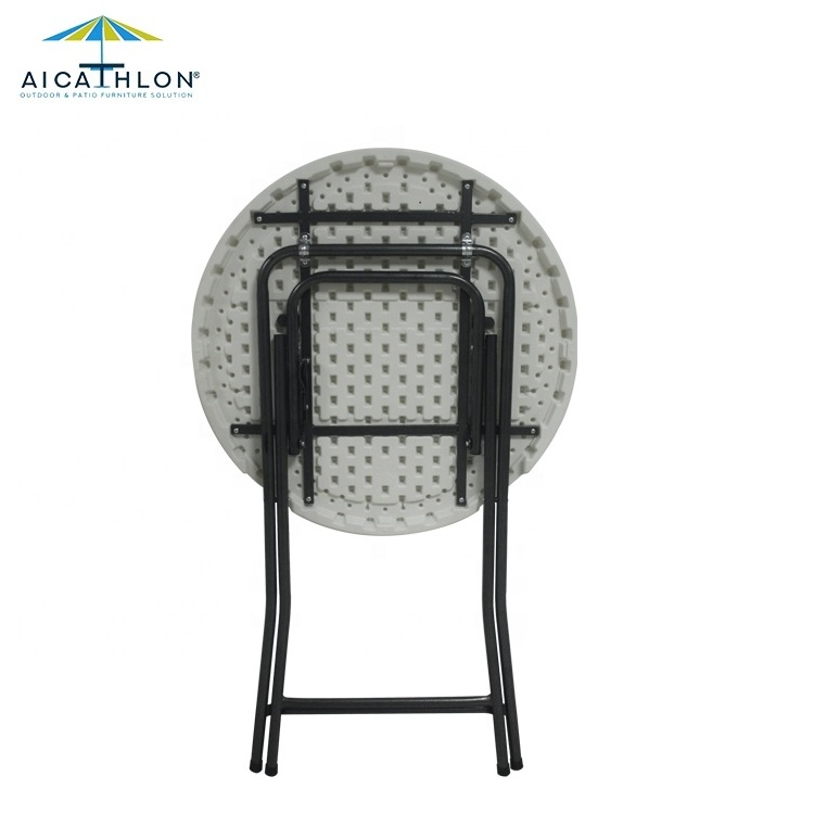 Outdoor High Top Plastic Folding Cocktail Table Round Folding White Round Party Table For Events