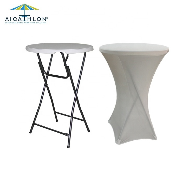 Outdoor High Top Plastic Folding Cocktail Table Round Folding White Round Party Table For Events