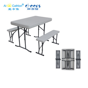 Space Saving Outdoor Table and Bench Small Garden Dining Folding Table Set