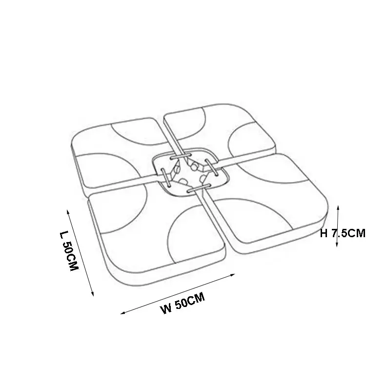 4x 15L Hanging Garden Cantilever Umbrella Stand Base Sand Water Filled Plastic Patio Umbrellas & Bases