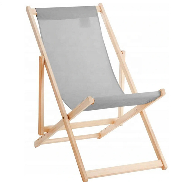 High Quality Customized Folding Beach Chair Fabric and Wooden Frame Wholesale