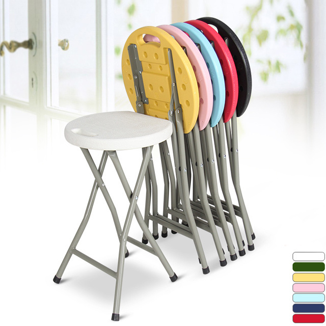 Hot Sale Lightweight Easy to Carry White Small Round Plastic Folding Step Stool