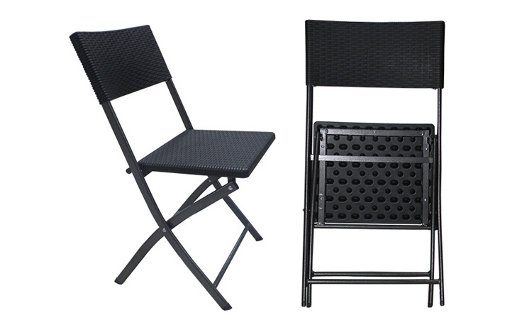 Modern Style Furniture Portable Outdoors Garden Plastic Outdoor HDPE Black Folding Chair with Rattan Design