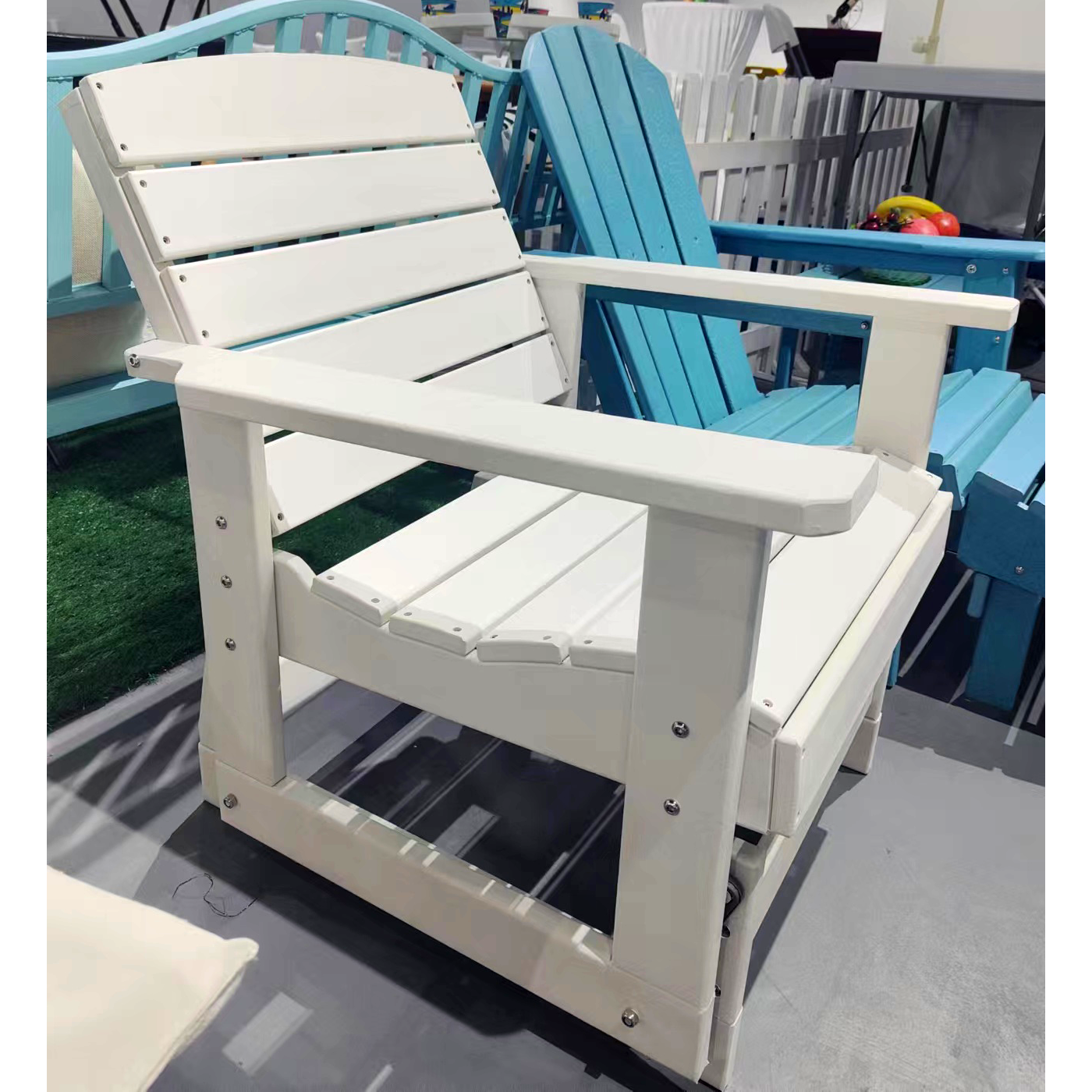 Modern Customized Color Outdoor Furniture HDPE Plastic Garden Waterproof Adirondack Chairs Rocking