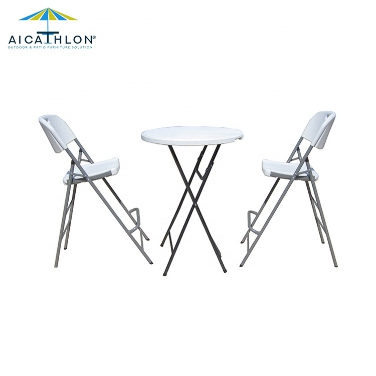 Outdoor High Top Plastic Folding Cocktail Table Round Folding White Round Party Table For Events