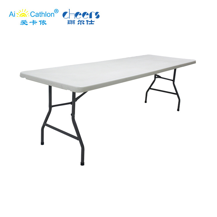 HDPE Cafeteria Foldable Table Plastic Collapsible Rectangular 8FT Folding Banquet Table