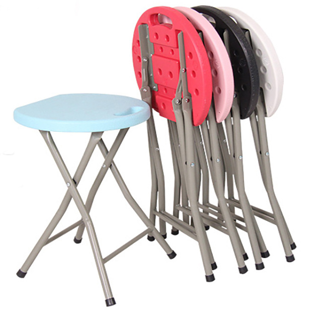 Hot Sale Lightweight Easy to Carry White Small Round Plastic Folding Step Stool