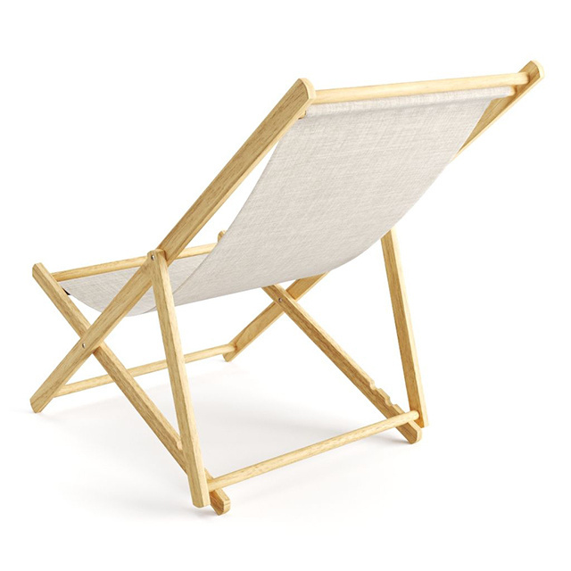 Outdoor Leisure Lounge Chair Folding Wood Beach Chair with Oxford Canvas Garden Balcony Household Leisure Nap Chair