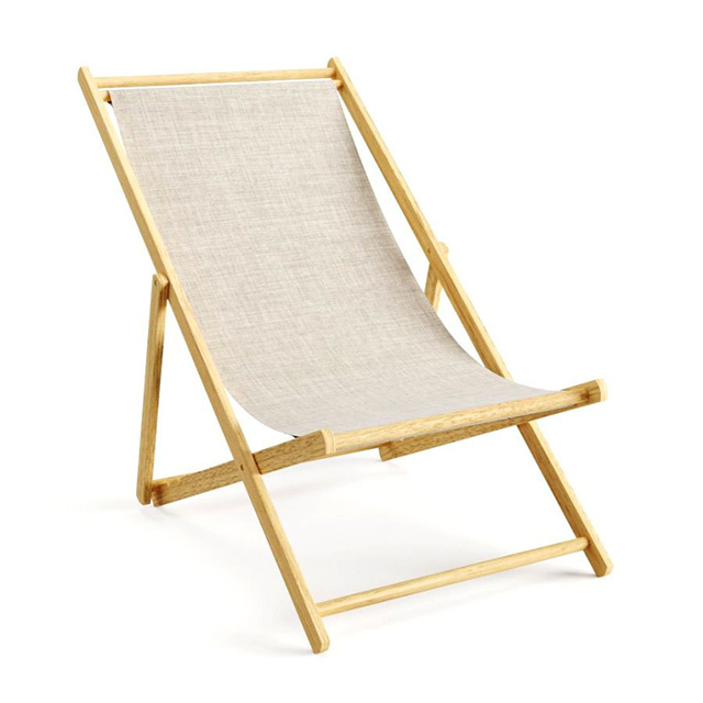 Outdoor Leisure Lounge Chair Folding Wood Beach Chair with Oxford Canvas Garden Balcony Household Leisure Nap Chair