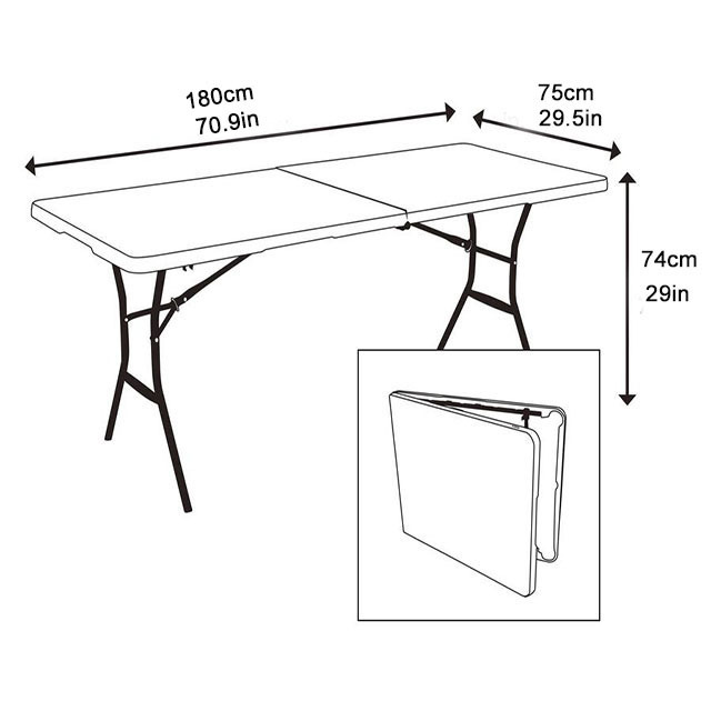 Cheap Price Easy Operation Outdoor Foldable Table 6ft Folding in half Table for Camping Picnic