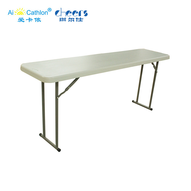 182cm Long Narrow Foldable Conference Table Lightweight Plastic 6FT Folding Seminar Training Table