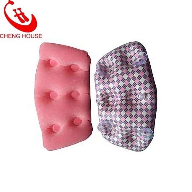 Inflatable Bath Pillow Bath head Cushion flocked PVC or TPU soft padding air cushion blow up pillow for bath tub