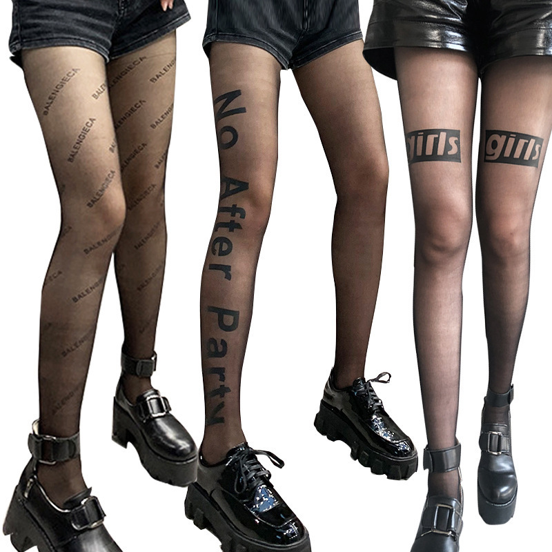 2022 Women Fashion Designed Tights Pantyhose Transparent Thin Custom Printed Pantyhose