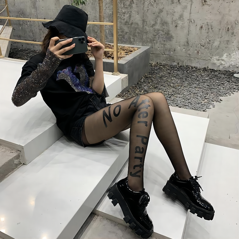 2022 Women Fashion Designed Tights Pantyhose Transparent Thin Custom Printed Pantyhose