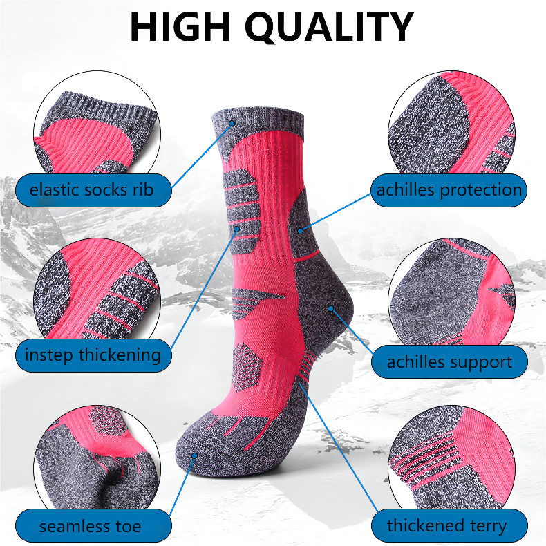 Custom Wool Warm Crew Hiking Thermal Hiking Socks Men Work Socks Unisex