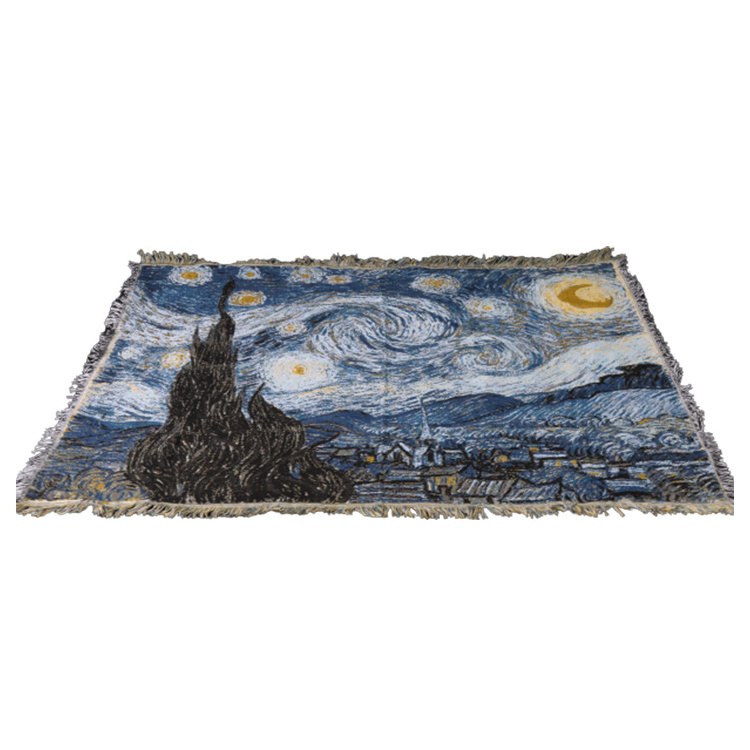 Anti-pilling machine woven Van Gogh starry sky tapestry