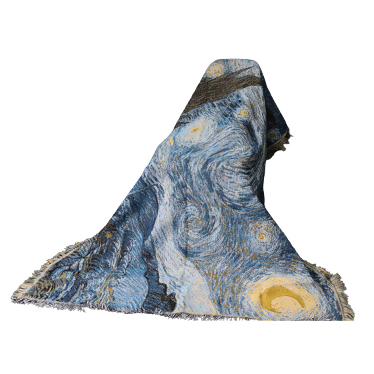 Anti-pilling machine woven Van Gogh starry sky tapestry