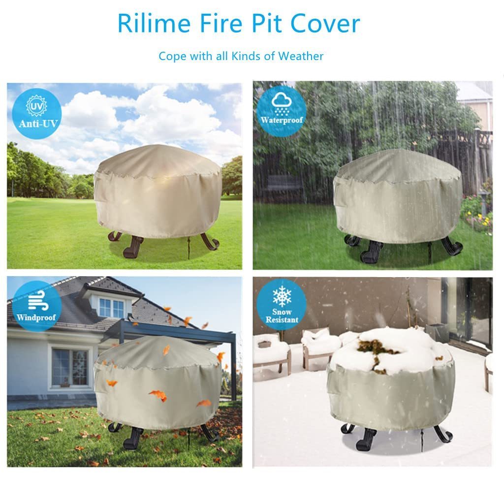 Outdoor furniture Accessories  Heavy Waterproof Protective Round Patio Fire Pit Stove Cover Bowl Cover