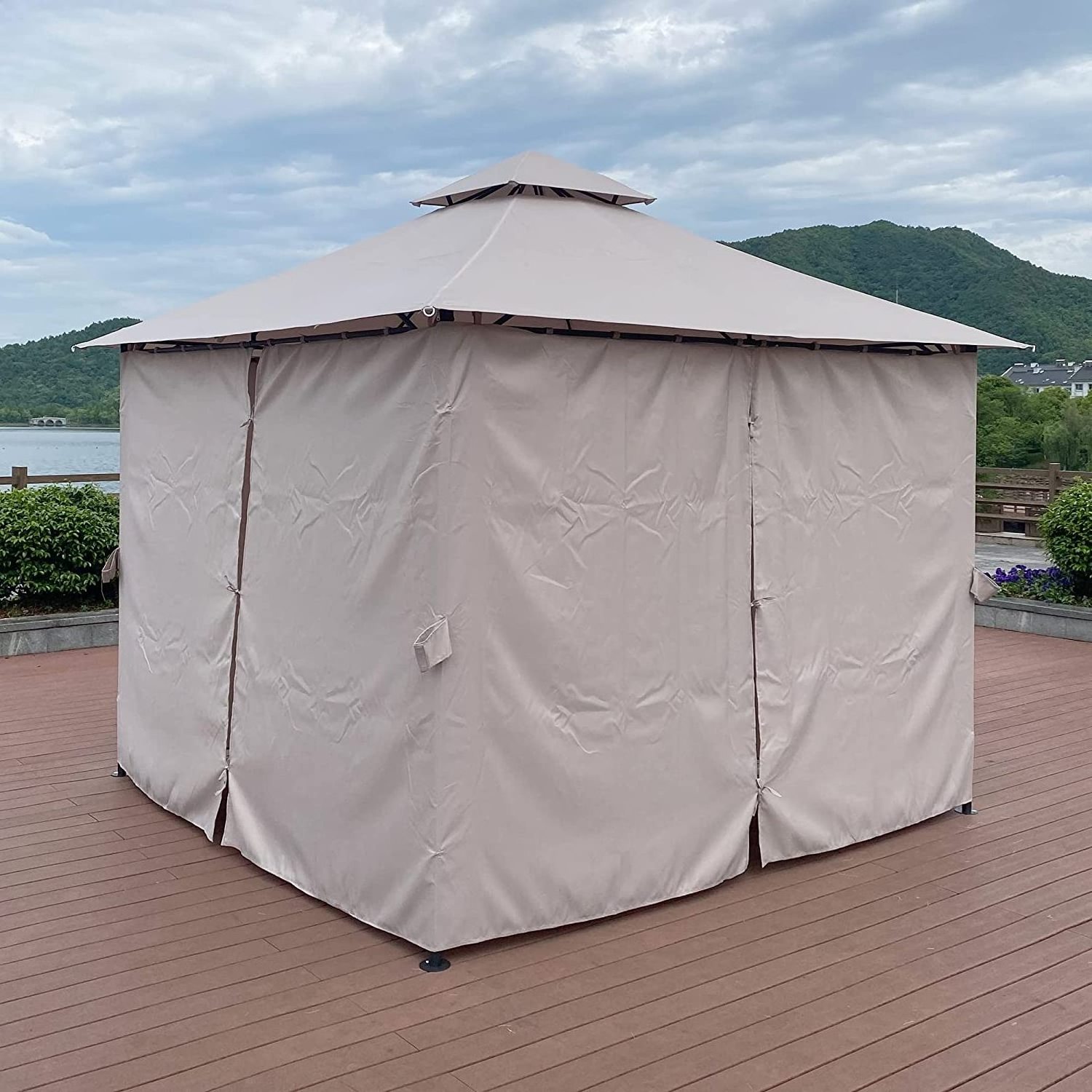 khaki 10 x10 Oxford waterproof and durable, suitable for outdoor courtyard garden, awnings gazebo canopy top